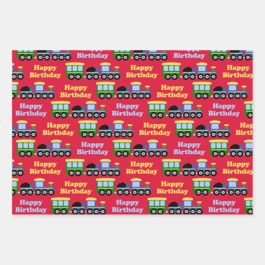 Blauwe treinmotor en steenkoolauto inpakpapier vel (Voorkant 3)