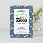 Blauwe treinmotor en steenkoolauto kaart (Staand voorkant)