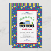 Blauwe treinmotor en steenkoolauto kaart (Voorkant / Achterkant)