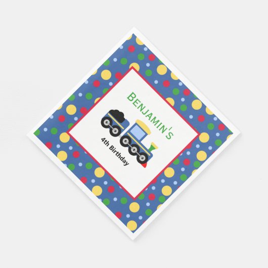 Blauwe treinmotor en steenkoolauto servet (Hoek)