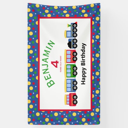 Blauwe treinmotor en steenkoolauto spandoek (Verticaal)