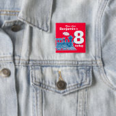 Blauwe treinnaam en rode kenteken vierkante button 5,1 cm (In situ)