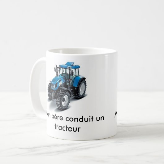 Blauwe trekker, blauwe trekker, motorkap koffiemok (Voorkant links)