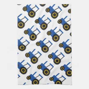 Blauwe trekker ontwerp theedoek