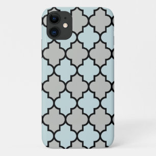 Blauwe Trellis, Quatrefoil, Marokkaanse Lattice iPhone 11 Hoesje
