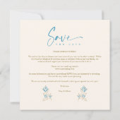 Blauwe Trendy Branches Wedding Save Date 3 Foto's (Achterkant)