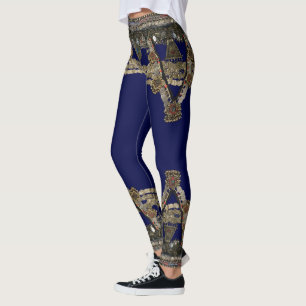 Blauwe Tribal Kuchi Belly Dance Yoga Leggings
