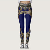 Blauwe Tribal Kuchi Belly Dance Yoga Leggings (Voorkant)