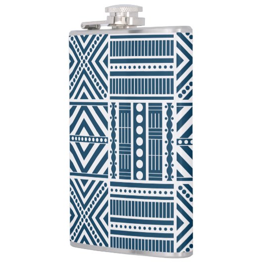 Blauwe Tribal Pattern Art Heupfles (Links)