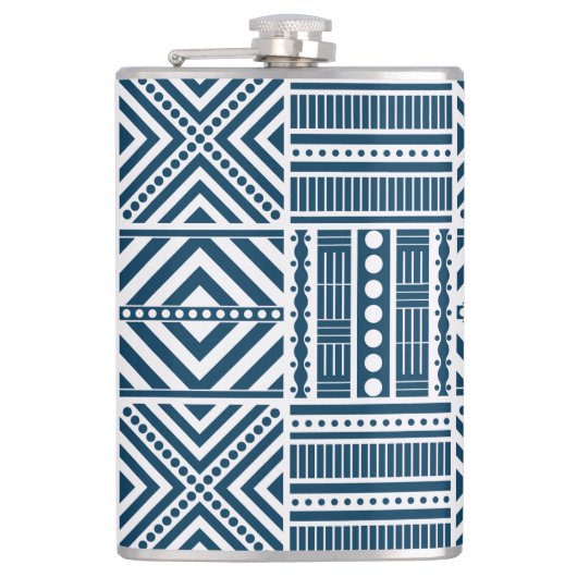 Blauwe Tribal Pattern Art Heupfles (Voorkant)