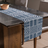 Blauwe Tribal Pattern Art Korte Tafelloper