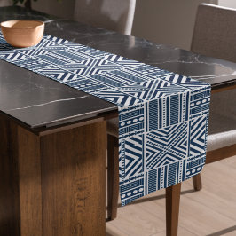 Blauwe Tribal Pattern Art Korte Tafelloper