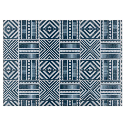 Blauwe Tribal Pattern Art Snijplank (Voorkant)