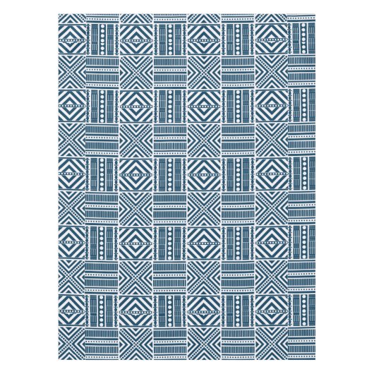 Blauwe Tribal Pattern Art Tafelkleed (Voorkant)