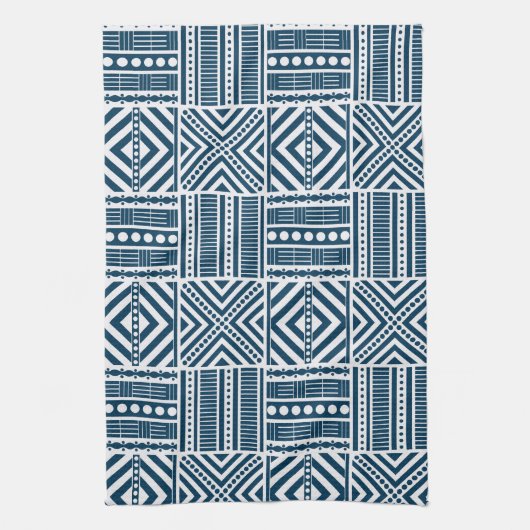 Blauwe Tribal Pattern Art Theedoek (Verticaal)
