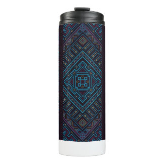 Blauwe Tribale Geometrische Patroon Thermische Tum Thermosbeker