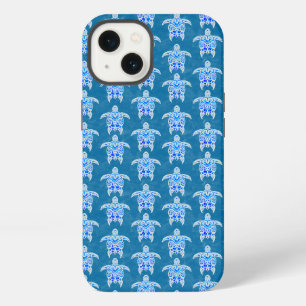 Blauwe Tribale Honu Zeeschildpadden iPhone 13 Hoesje