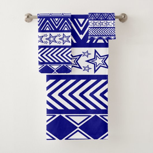 Blauwe Tribale Ontwerp Bad Handdoek (Insitu)