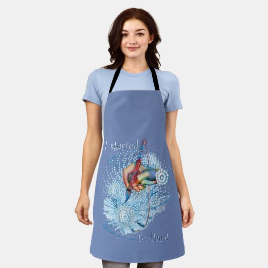 Blauwe trilling Abstract Schort (Gedragen)