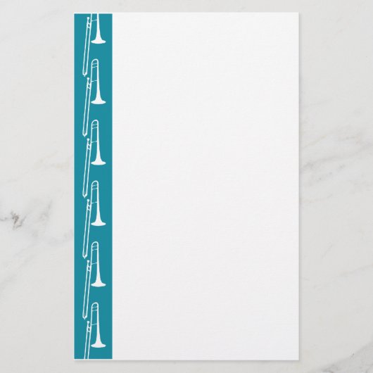Blauwe trombone-briefpapier briefpapier (Voorkant)