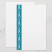 Blauwe trombone-briefpapier briefpapier (Voorkant / Achterkant)