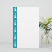 Blauwe trombone-briefpapier briefpapier (Staand voorkant)