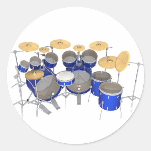 Blauwe trommelkit: 10 stuks: ronde sticker (Voorkant)