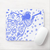 blauwe trompet angel mousepad muismat (Met muis)