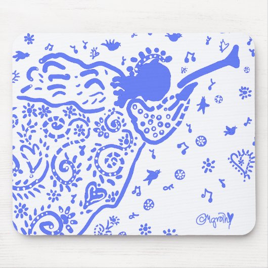 blauwe trompet angel mousepad muismat (Voorkant)