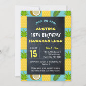 Blauwe tropische ananas en kokosnoot verjaardag kaart (Voorkant)