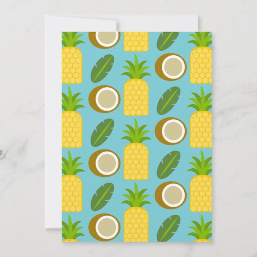 Blauwe tropische ananas en kokosnoot verjaardag kaart (Achterkant)