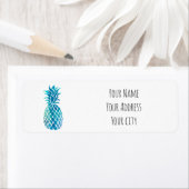 blauwe tropische ananas etiket (Insitu)