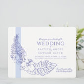 blauwe tropische baard bruiloft kaart (Staand voorkant)