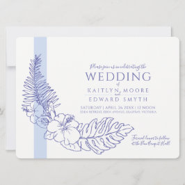 blauwe tropische baard bruiloft kaart