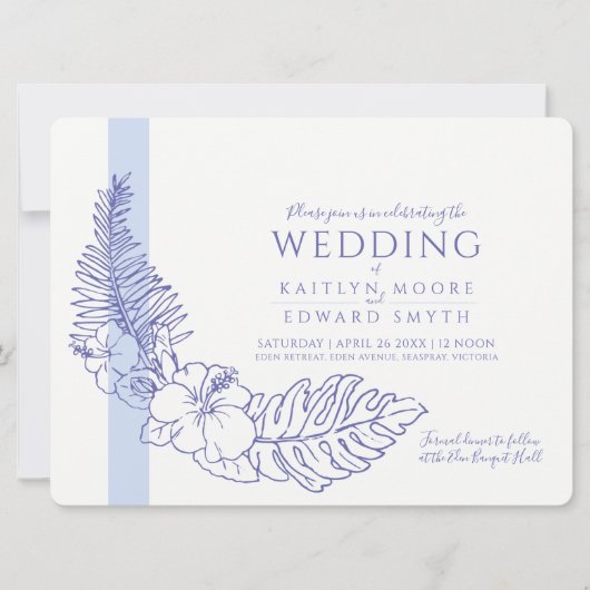 blauwe tropische baard bruiloft kaart (Voorkant)