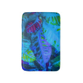 Blauwe tropische bladeren badmat (Voorkant Verticaal)