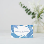 Blauwe tropische bladeren Modern Visitekaartje (Staand voorkant)