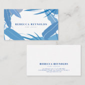 Blauwe tropische bladeren Modern Visitekaartje (Voorkant / Achterkant)