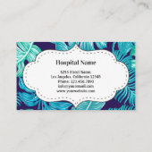 Blauwe tropische bladeren tandheelkundige kliniek  visitekaartje (Achterkant)