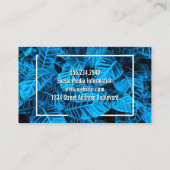 Blauwe tropische bladeren visitekaartje (Achterkant)