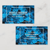 Blauwe tropische bladeren visitekaartje (Voorkant / Achterkant)