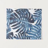 Blauwe tropische bladeren wandkleed (Voorkant (horizontaal))