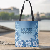 Blauwe tropische bloeiende "geliefde mama" Moederd Tote Bag