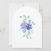 Blauwe Tropische Bloemboog bruiloft Kaart (Achterkant)