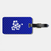 Blauwe tropische bloemen bagagelabel (Achterkant horizontaal)