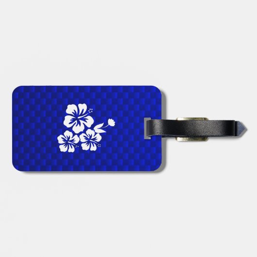 Blauwe tropische bloemen bagagelabel (Achterkant horizontaal)