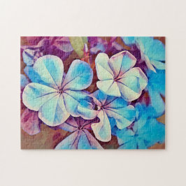 Blauwe Tropische bloemen Floral Art Puzzle Legpuzzel