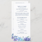 Blauwe Tropische Bloemen Trouwprogramma (Voorkant / Achterkant)