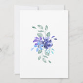 Blauwe tropische bloemenbruiloft kaart (Achterkant)