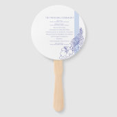 blauwe tropische botanica lijnbruiloft handwaaier (Achterkant)